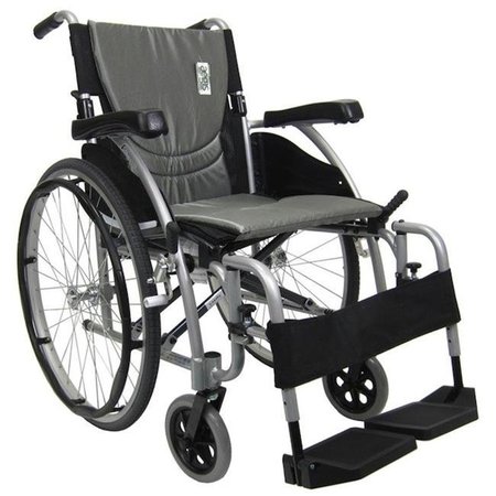 KARMAN HEALTHCARE Karman Healthcare S-Ergo115Q16SS S-Ergo 115 16 in. seat Ultra Lightweight Ergonomic Wheelchair with Swing Away Footrest and Quick Release Wheels  in Silver S-Ergo115Q16SS
